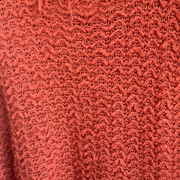 Free People Small Orange Textured Knit Pullover Sweater Chunky Open Knit - Picture 3 of 9